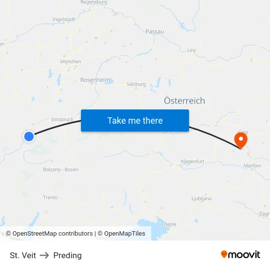St. Veit to Preding map