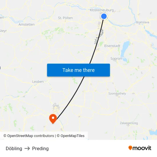 Döbling to Preding map