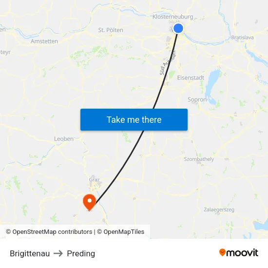 Brigittenau to Preding map