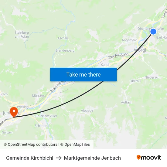 Gemeinde Kirchbichl to Marktgemeinde Jenbach map