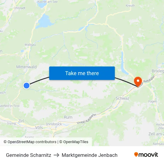Gemeinde Scharnitz to Marktgemeinde Jenbach map