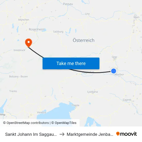 Sankt Johann Im Saggautal to Marktgemeinde Jenbach map