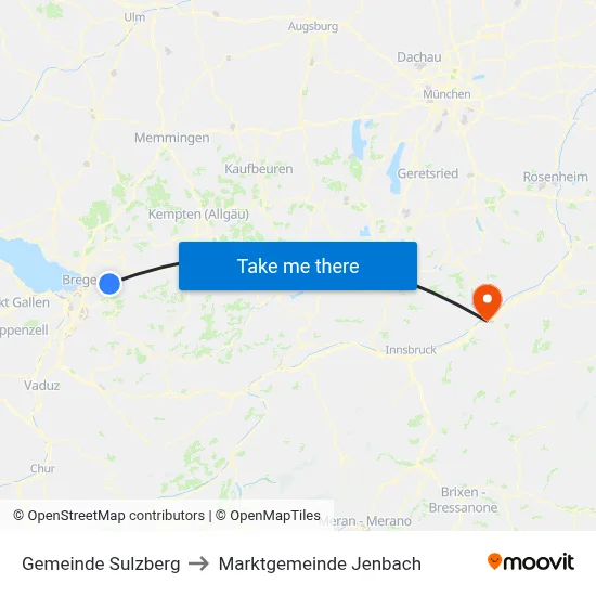 Gemeinde Sulzberg to Marktgemeinde Jenbach map
