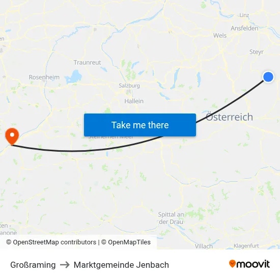 Großraming to Marktgemeinde Jenbach map