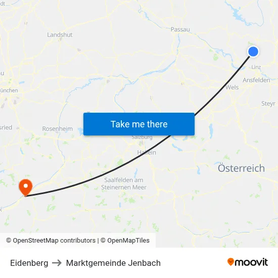 Eidenberg to Marktgemeinde Jenbach map