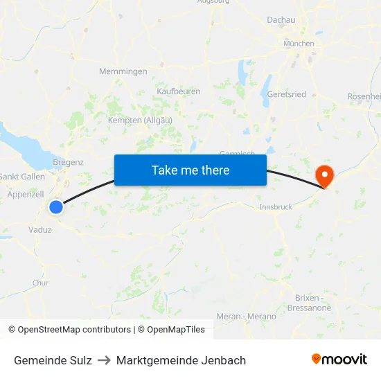 Gemeinde Sulz to Marktgemeinde Jenbach map