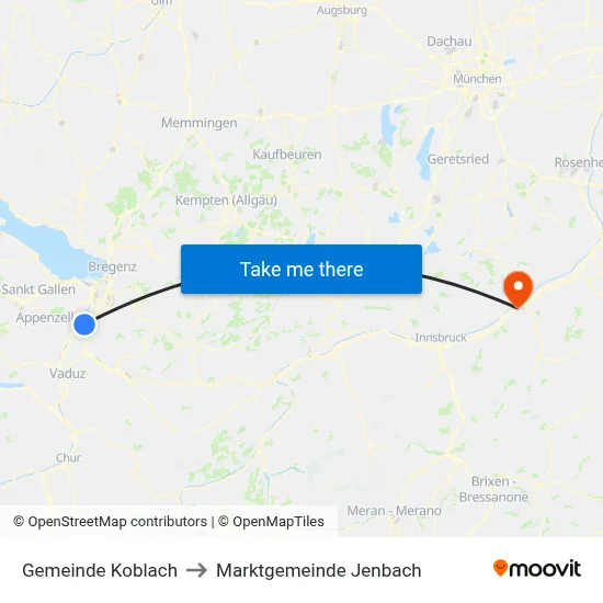 Gemeinde Koblach to Marktgemeinde Jenbach map