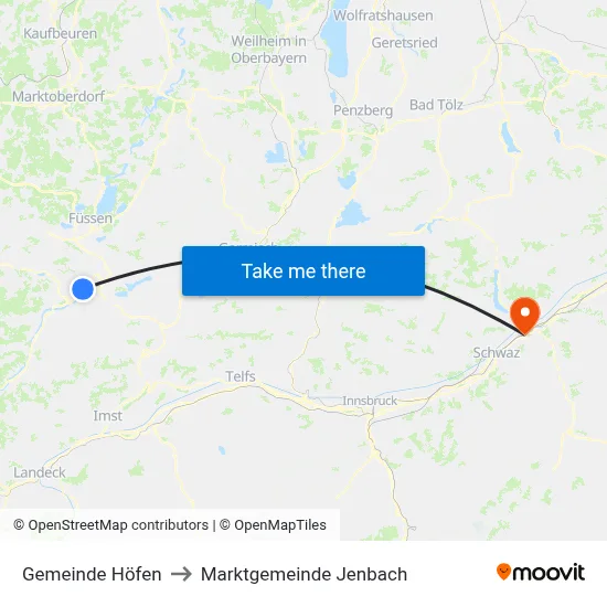 Gemeinde Höfen to Marktgemeinde Jenbach map