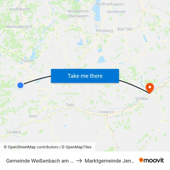 Gemeinde Weißenbach am Lech to Marktgemeinde Jenbach map