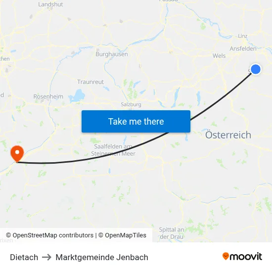 Dietach to Marktgemeinde Jenbach map