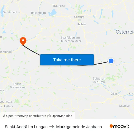 Sankt Andrä Im Lungau to Marktgemeinde Jenbach map
