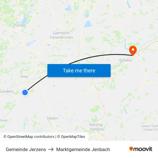 Gemeinde Jerzens to Marktgemeinde Jenbach map