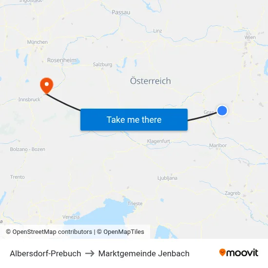 Albersdorf-Prebuch to Marktgemeinde Jenbach map