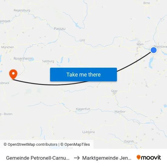 Gemeinde Petronell-Carnuntum to Marktgemeinde Jenbach map