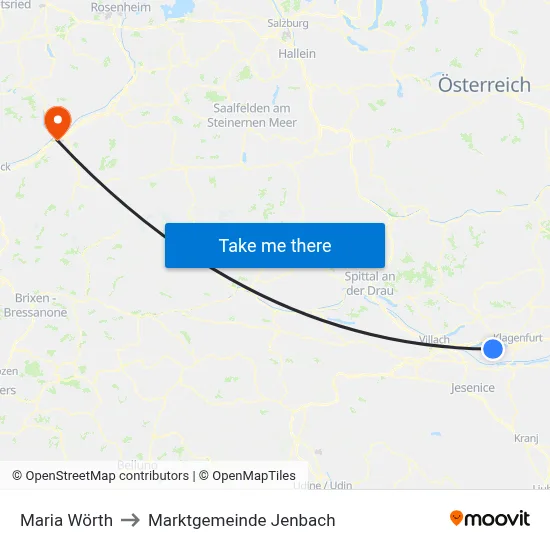 Maria Wörth to Marktgemeinde Jenbach map