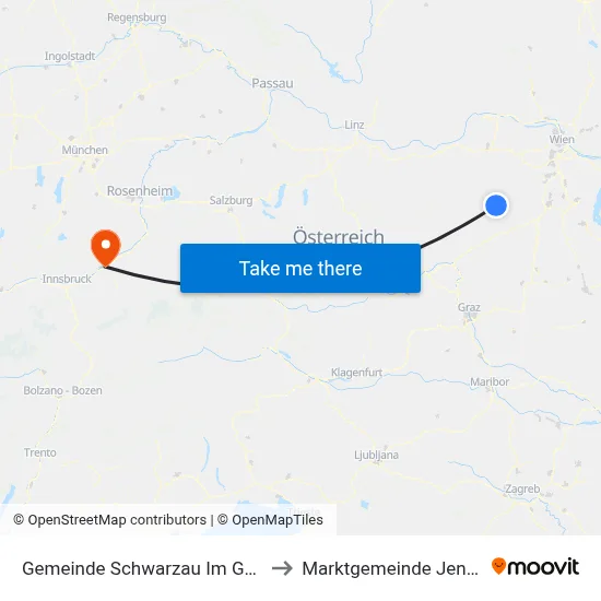 Gemeinde Schwarzau Im Gebirge to Marktgemeinde Jenbach map