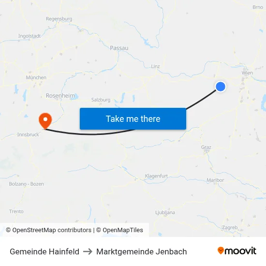 Gemeinde Hainfeld to Marktgemeinde Jenbach map