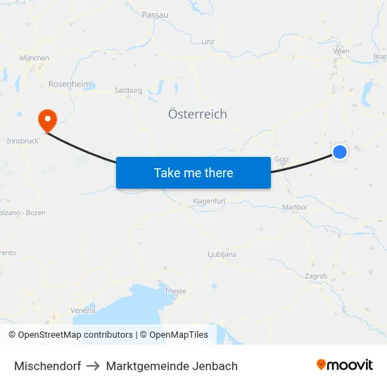 Mischendorf to Marktgemeinde Jenbach map