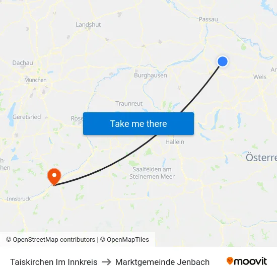 Taiskirchen Im Innkreis to Marktgemeinde Jenbach map