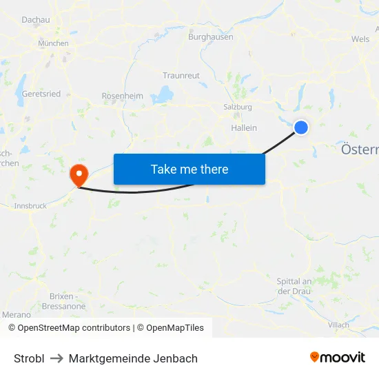 Strobl to Marktgemeinde Jenbach map