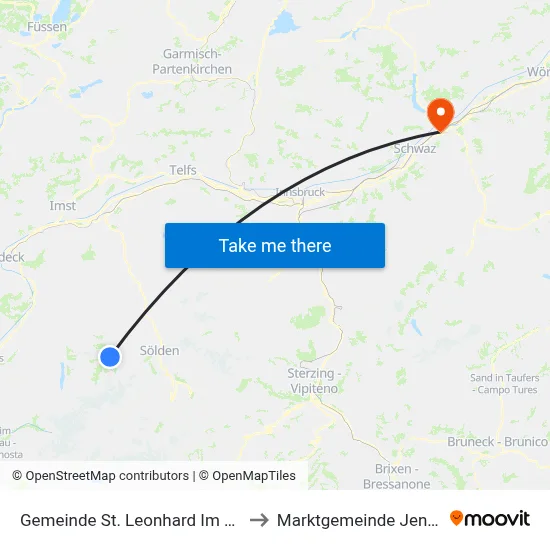 Gemeinde St. Leonhard Im Pitztal to Marktgemeinde Jenbach map