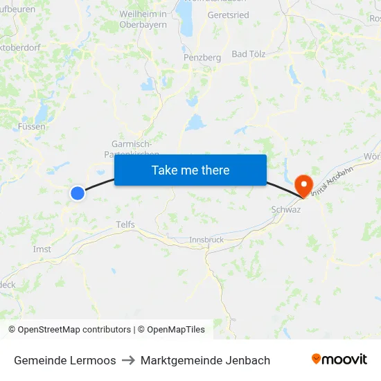 Gemeinde Lermoos to Marktgemeinde Jenbach map