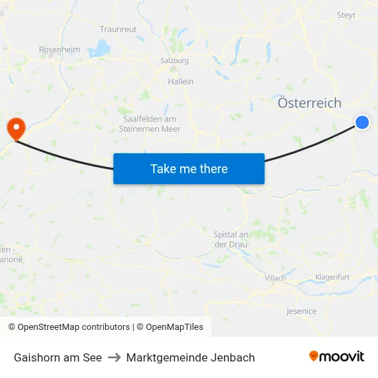 Gaishorn am See to Marktgemeinde Jenbach map