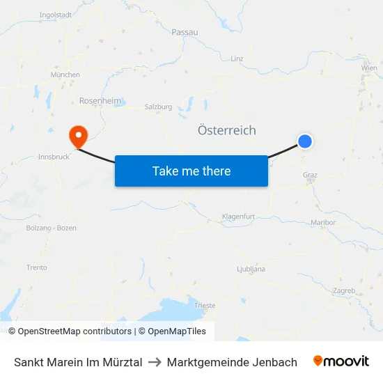 Sankt Marein Im Mürztal to Marktgemeinde Jenbach map