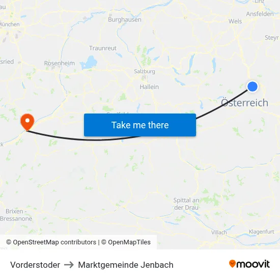 Vorderstoder to Marktgemeinde Jenbach map