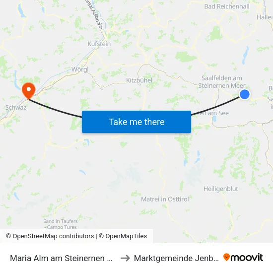 Maria Alm am Steinernen Meer to Marktgemeinde Jenbach map