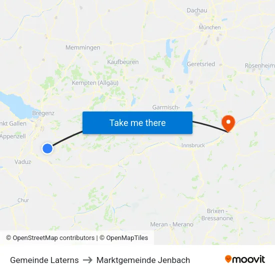 Gemeinde Laterns to Marktgemeinde Jenbach map