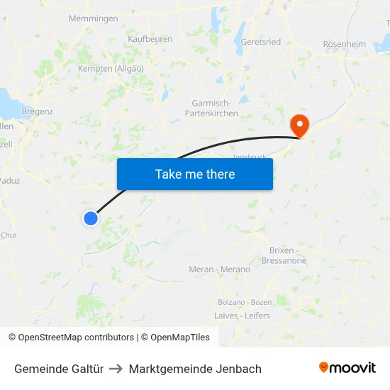 Gemeinde Galtür to Marktgemeinde Jenbach map
