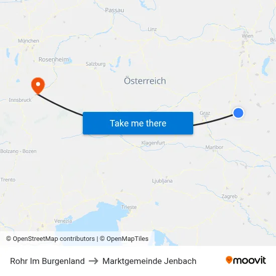 Rohr Im Burgenland to Marktgemeinde Jenbach map