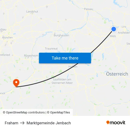 Fraham to Marktgemeinde Jenbach map