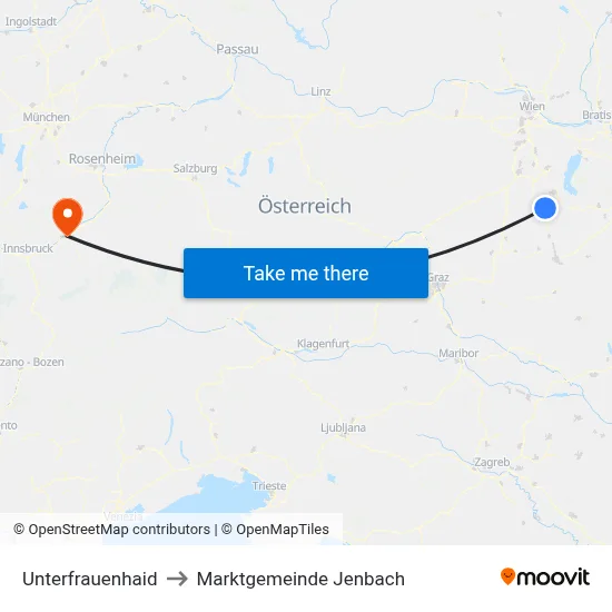 Unterfrauenhaid to Marktgemeinde Jenbach map