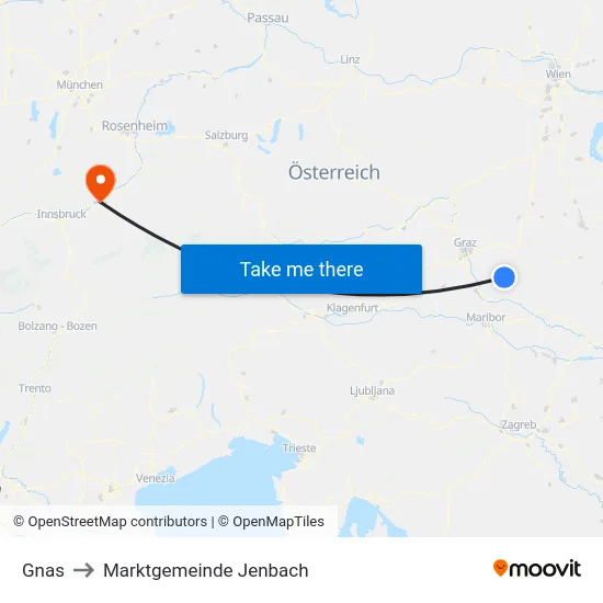 Gnas to Marktgemeinde Jenbach map