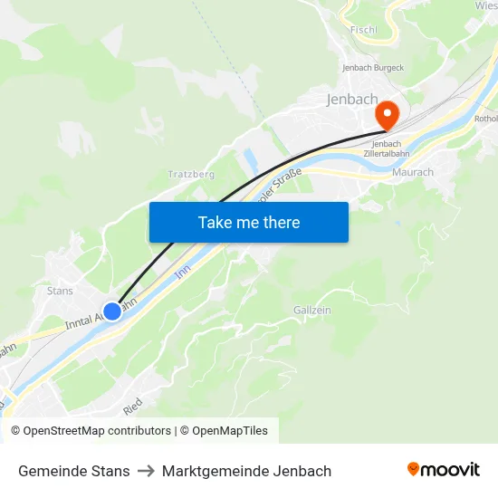 Gemeinde Stans to Marktgemeinde Jenbach map