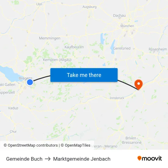 Gemeinde Buch to Marktgemeinde Jenbach map