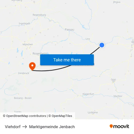 Viehdorf to Marktgemeinde Jenbach map