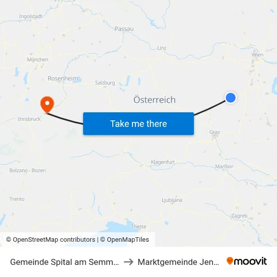 Gemeinde Spital am Semmering to Marktgemeinde Jenbach map