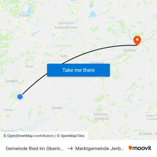 Gemeinde Ried Im Oberinntal to Marktgemeinde Jenbach map