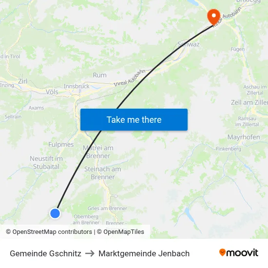 Gemeinde Gschnitz to Marktgemeinde Jenbach map