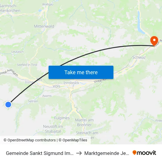Gemeinde Sankt Sigmund Im Sellrain to Marktgemeinde Jenbach map