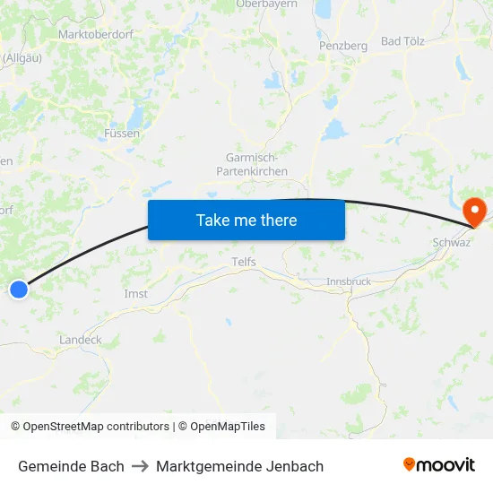 Gemeinde Bach to Marktgemeinde Jenbach map