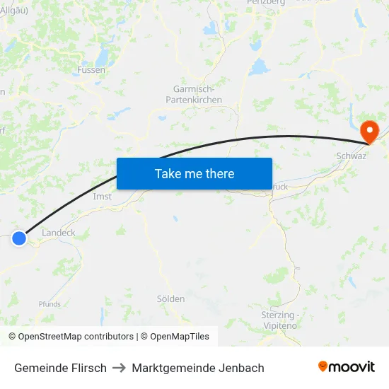 Gemeinde Flirsch to Marktgemeinde Jenbach map