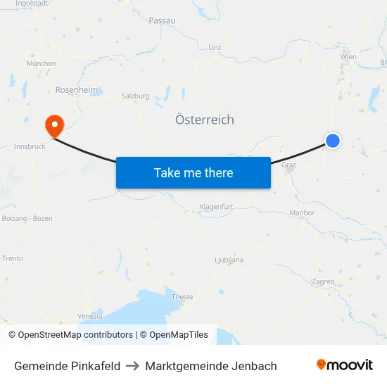 Gemeinde Pinkafeld to Marktgemeinde Jenbach map