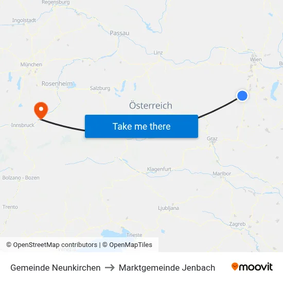 Gemeinde Neunkirchen to Marktgemeinde Jenbach map