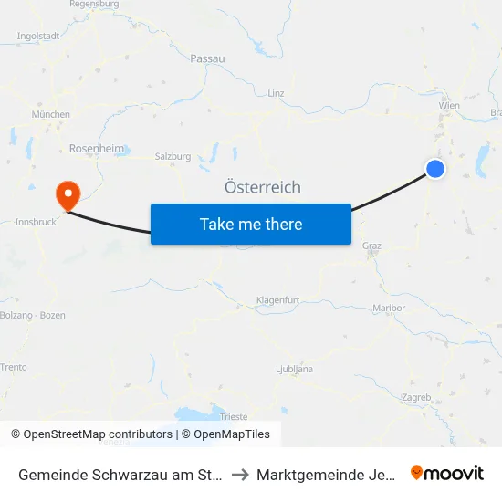 Gemeinde Schwarzau am Steinfeld to Marktgemeinde Jenbach map