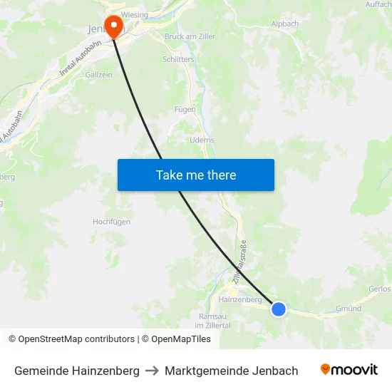 Gemeinde Hainzenberg to Marktgemeinde Jenbach map