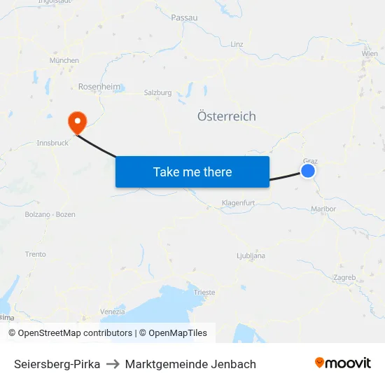 Seiersberg-Pirka to Marktgemeinde Jenbach map